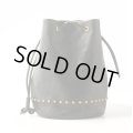 BYKING×FORTYNINERS  巾着BAＧ”Tiny"[BLACK LEATHER WITH STUDS]