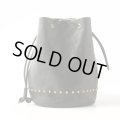 BYKING×FORTYNINERS  巾着BAＧ”Tiny"[BLACK LEATHER WITH STUDS]