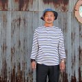 ダッパーズ　THREE QUATER SLEEVE BORDER TEE [ECRU/BLUE] LOT1651