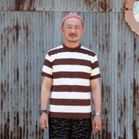 クッシュマン　CUSHMAN  半袖Tee 　"BORDER TEE "［BORDEAUX］