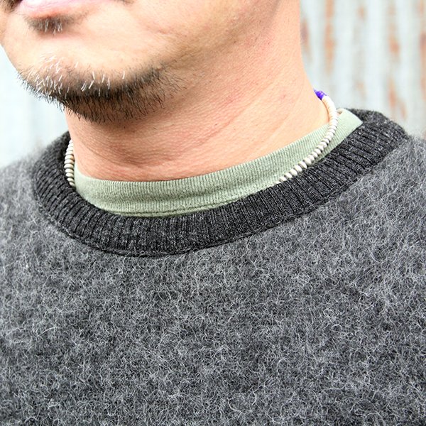 画像2: ウエストライド  WEST RIDE　VINTAGE MOHAIR ARGYLE SWEATER [BLK] ●モデル：178cm 80kg サイズ42(XL)着用