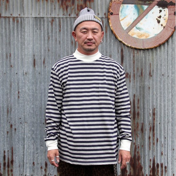 画像1: JACKSON MATISSE　ジャクソンマティス　"Mock Neck BORDER Longsleeve Tee"  [NAVY] 