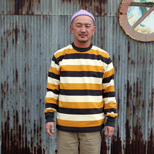 画像1: WESTRIDE 　ウエストライド 長袖TEE   "HEAVY BORDER LONG TEE"  [MUSTARD/CHCL/CREAM] 