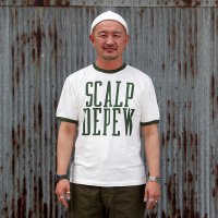 ダブルワークス 半袖Tee DUBBLE WORKS  Ringer Tee "SCALP DEPEW"［OFF×GRN］