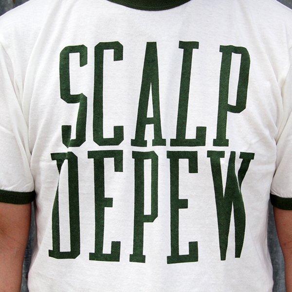 画像2: ダブルワークス 半袖Tee DUBBLE WORKS  Ringer Tee "SCALP DEPEW"［OFF×GRN］
