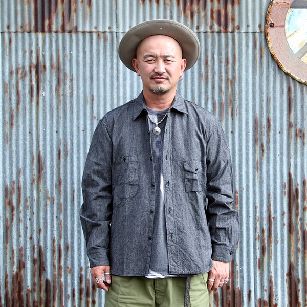 画像1: ワンピースオブロック ONE-PIECE OF ROCK L/S WORK SHIRTS -DOCK SHIRTS- [BLACK HERTHER]