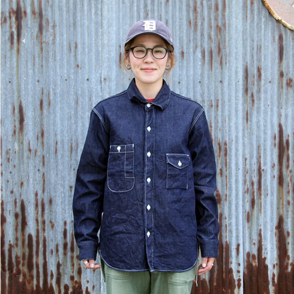 画像2: ワンピースオブロック ONE-PIECE OF ROCK L/S WORK SHIRTS -DOCK SHIRTS- [9OZ DENIM]
