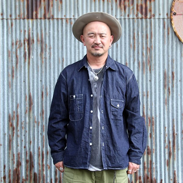 画像1: ワンピースオブロック ONE-PIECE OF ROCK L/S WORK SHIRTS -DOCK SHIRTS- [9OZ DENIM]