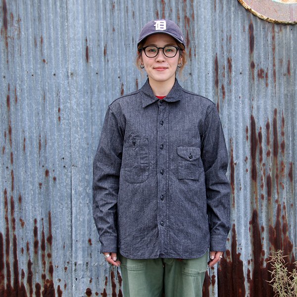 画像2: ワンピースオブロック ONE-PIECE OF ROCK L/S WORK SHIRTS -DOCK SHIRTS- [BLACK HERTHER]