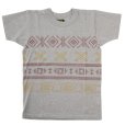 画像1: ダッパーズ　DAPPERS   "Aztec Print Design Crew Neck Tee Special Sewing  "[L.GREY×WINE] LOT1560 (1)
