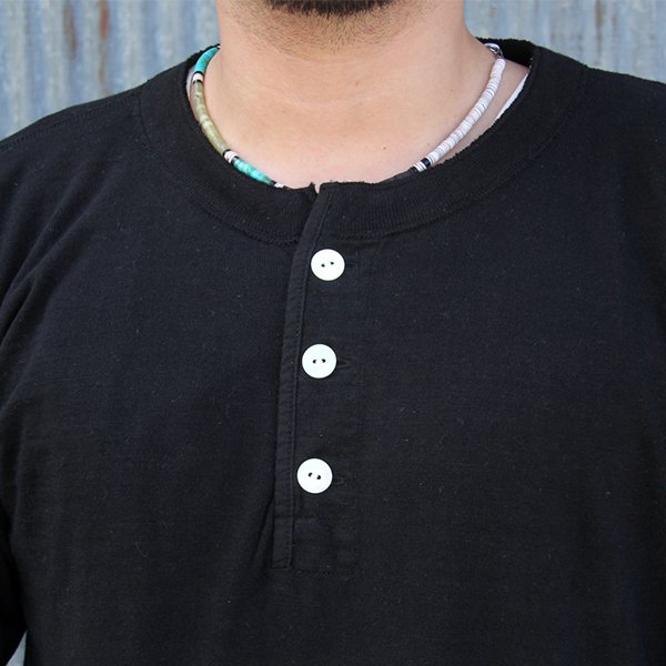 画像2: DAPPERS　ダッパーズ　 "Classical Henley Neck Long Sleeve Tee Special Sewing Model" [ BLACK]LOT1577