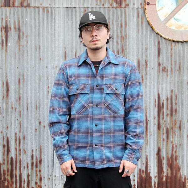 画像1: ウエストライド 長袖ワークシャツ WEST RIDE NAVY WORK SHIRTS[BLUE]  