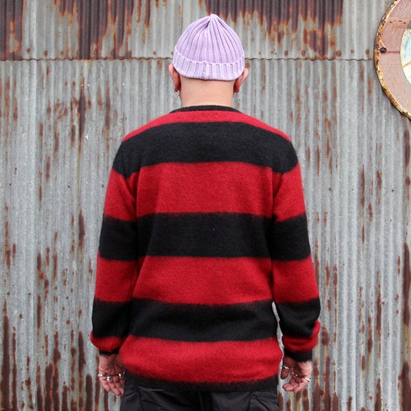 画像6: WESTRIDE 　ウエストライド　 "BORDER MOHAIR SWEATER" [BLK/RED]