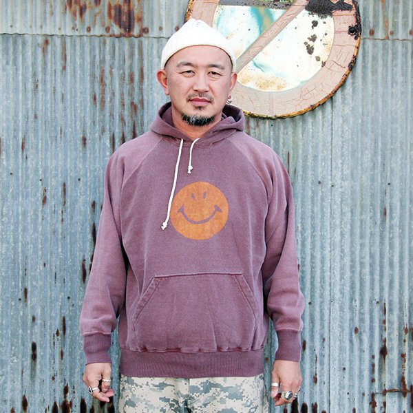 画像1: ダブルワークス　DUBBLE WORKS 　スウェット  "SMILE FADED PARKA"[PD BORDEAUX]