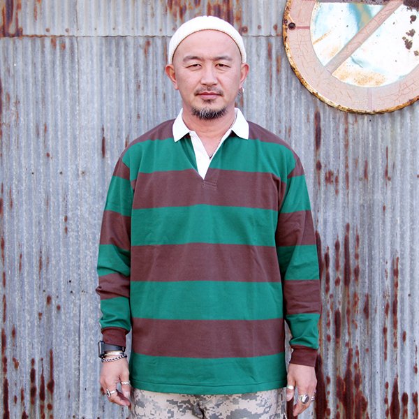 画像1: JACKSON MATISSE ” RUGBY Shirt ”[BROWN×GREEN] 