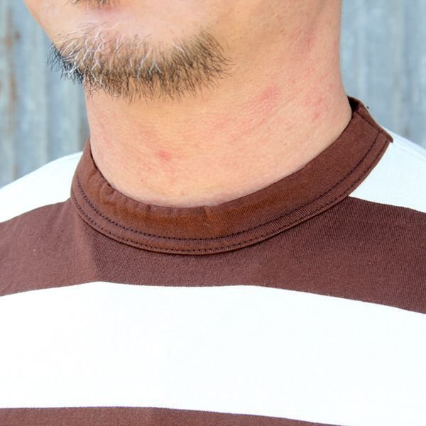 画像2: クッシュマン　CUSHMAN  半袖Tee 　"BORDER TEE "［BORDEAUX］ (2)