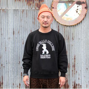 画像: DAPPERS ”  Crew Neck Sweat Flocky Print Design Model ”[BLACK] LOT1737