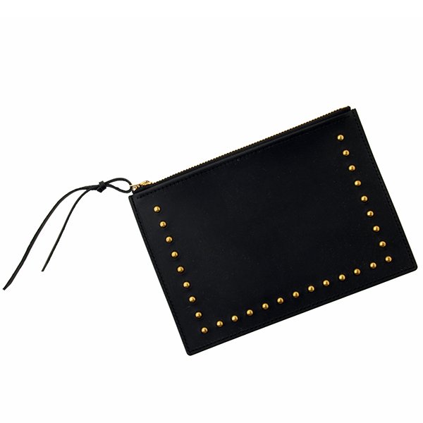 画像1: GIVE C ” レザー POUCH  スタッズ付き” [BLACK]Mサイズ (1)