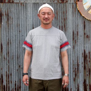 画像: ダブルワークス　DUBBLE WORKS　”Stripe Printed Football”　[GRY/RED] 33105
