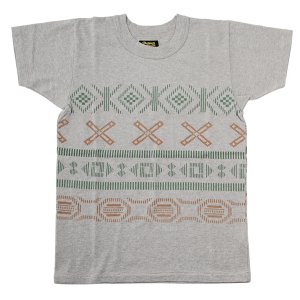 画像: ダッパーズ　DAPPERS   "Aztec Print Design Crew Neck Tee Special Sewing  "[L.GREY] LOT1560