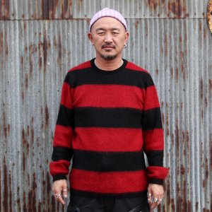 画像: WESTRIDE 　ウエストライド　 "BORDER MOHAIR SWEATER" [BLK/RED]